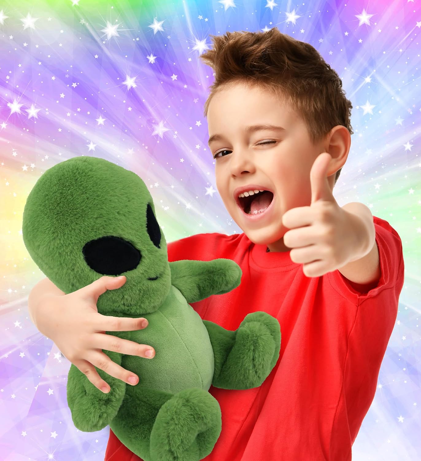 DolliBu Peluche alienígena de peluche, alienígena verde suave, abrazable, adorable juguete de peluche de criatura espacial, lindos regalos extraños,