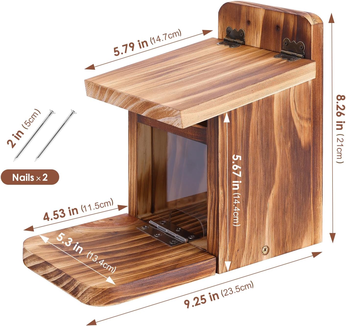 MIXXIDEA Caja de alimentación de ardilla de madera, resistente casa de alimentación de ardillas con grosor de madera de 0.6 in, no requiere montaje,