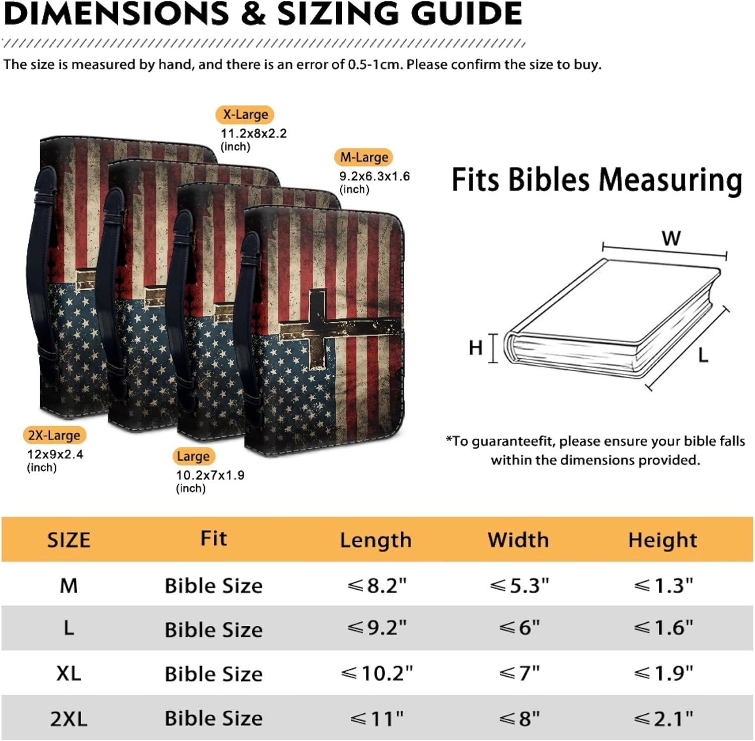 Bengbobar Funda de la Biblia con la bandera estadounidense para hombres y mujeres, funda para la Biblia del 4 de julio, Día de la Independencia,