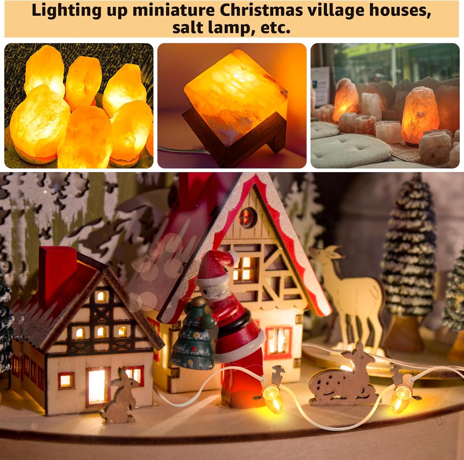 kzfuli Christmas Village – Luces LED moldeadas por soplado C7. 4.9 pies con fusible de interruptor, adecuadas para linternas de calabaza de