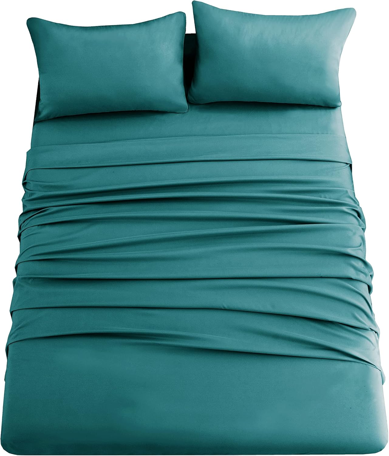 Sfoothome Sábana bajera individual XL, verde azulado, microfibra aterciopelada cepillada, bolsillo profundo, transpirable, extrasuave, cómoda,