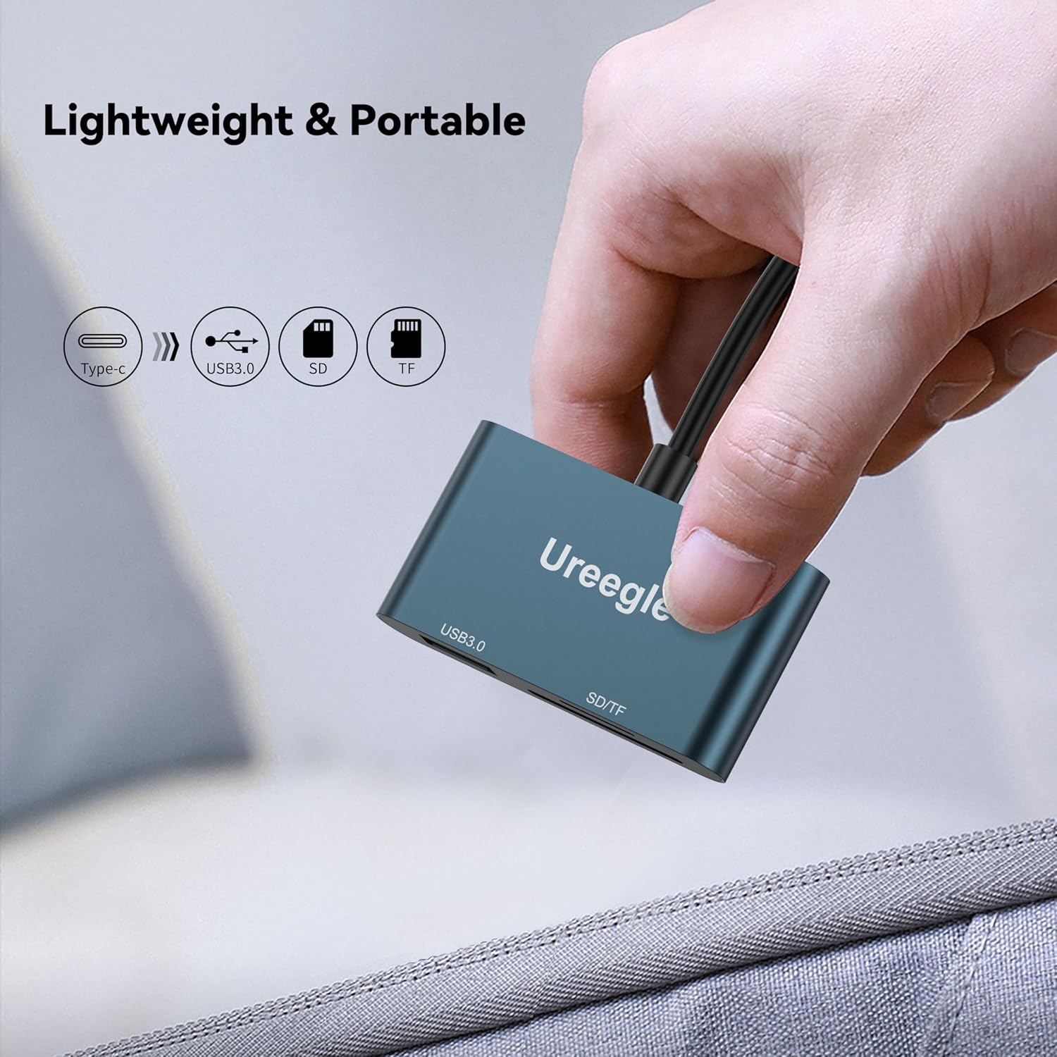 Lector de tarjetas USB C SD, adaptador de lector de tarjetas de memoria USB C a USB 3 en 1 de capacidad de 2 TB, adaptador de tarjeta micro SD para