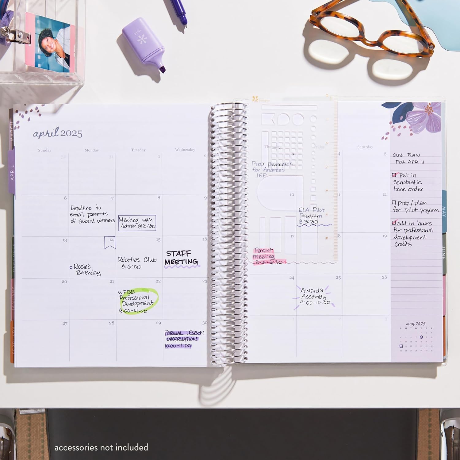 Erin Condren Agenda de lecciones para profesores en espiral de 85 x 11 pulgadas (agosto de 2024 a julio de 2025)  Marca la diferencia, cubierta