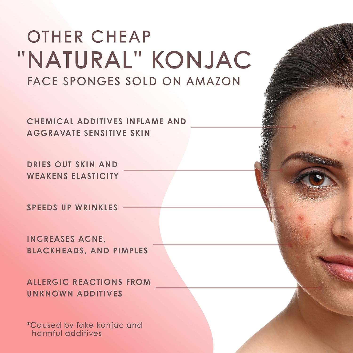 Konjac – Esponja facial (paquete de 4)  100% natural y libre de tintes  No tóxica  Biodegradable  Ecológica  Embalaje sin plástico