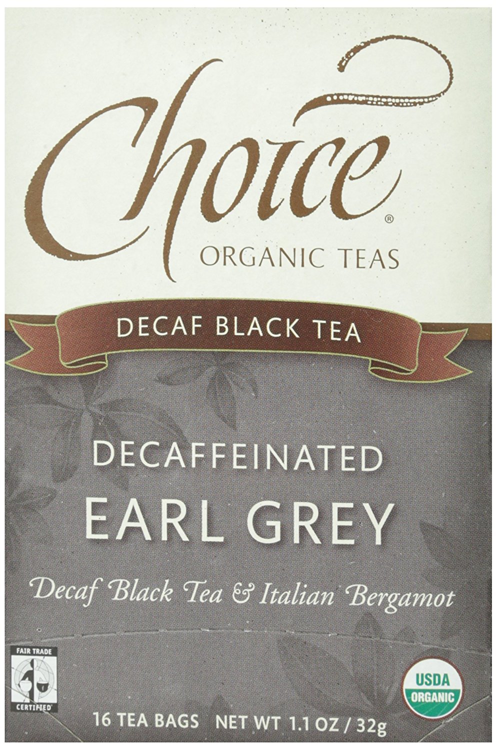 Choice Organic, Descafeinado Earl Grey, 16 ct