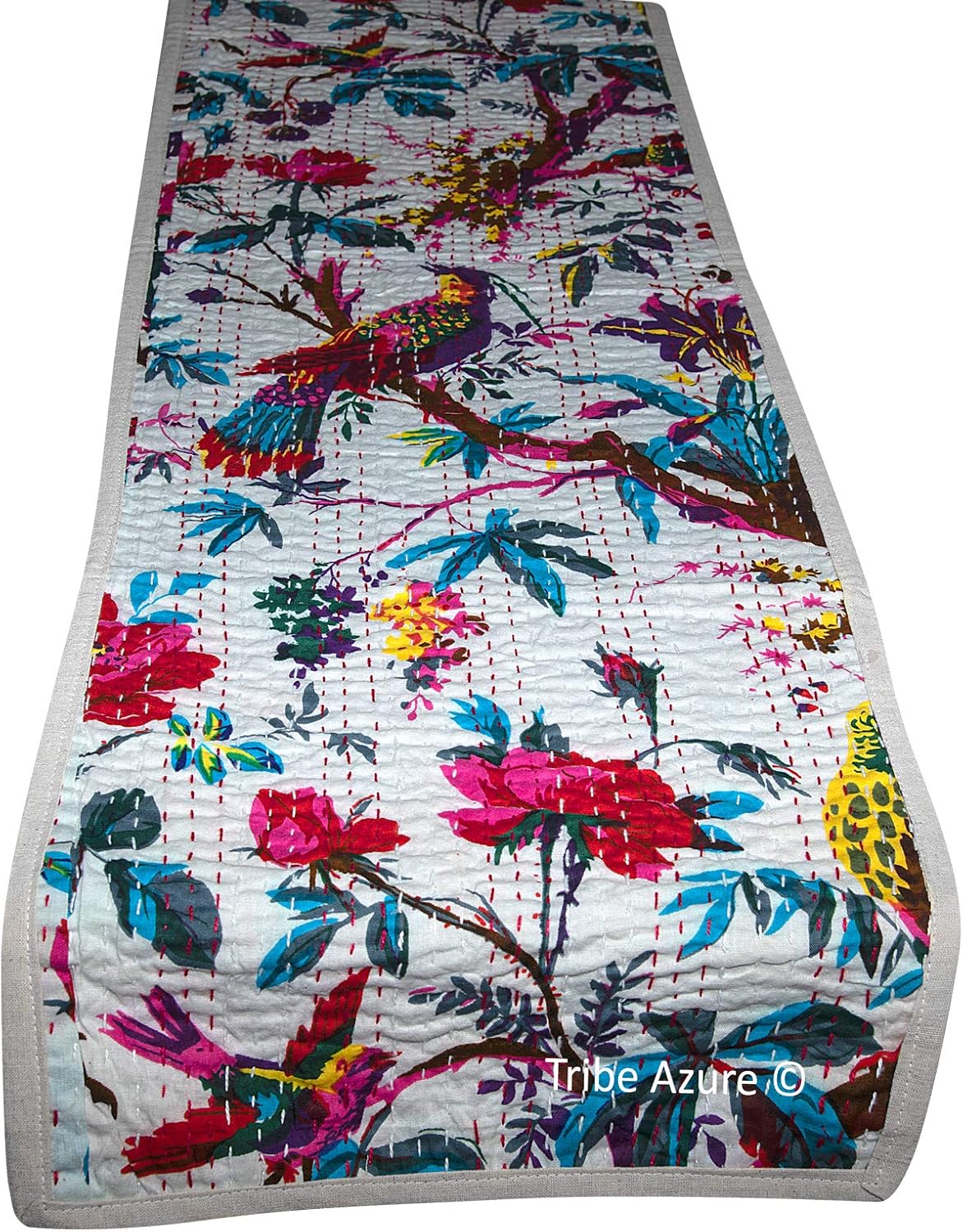 Camino de mesa de algodón de 12 x 48 pulgadas, tapiz floral, bohemio, colorido, manteles individuales para mesa de café, casa de campo, persa,