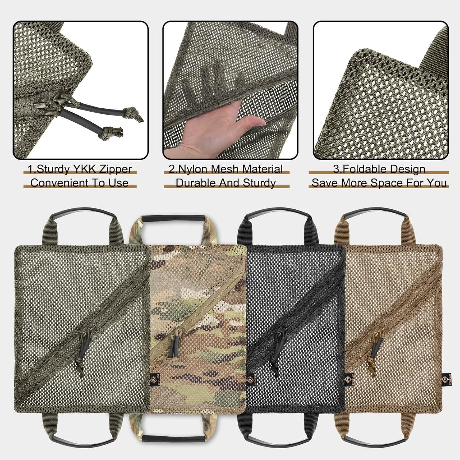 PETAC GEAR Conjunto de bolsa de malla de almacenamiento táctico,Insertar bolsillos modulares de administración de utilidad,Organizador de viaje EDC