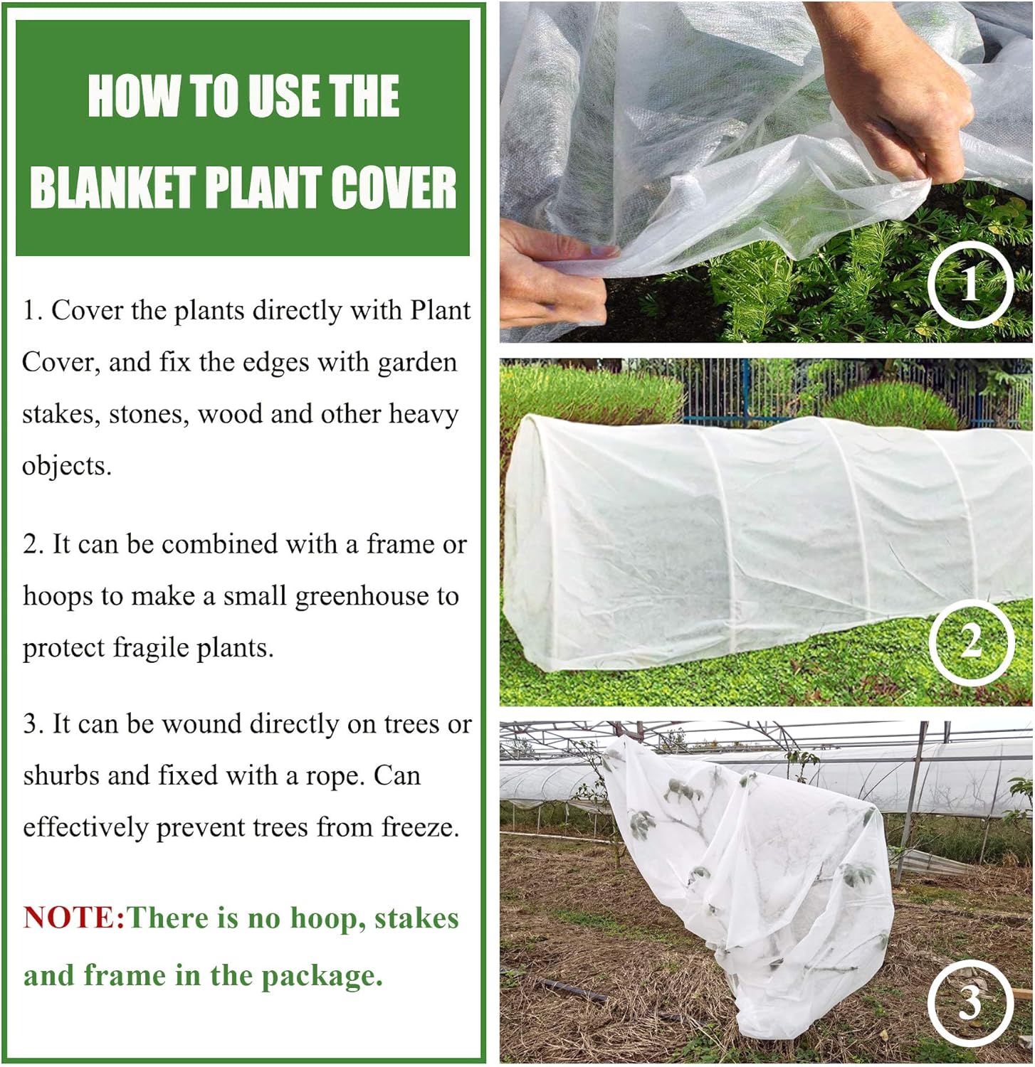 Garden expert Cubiertas para plantas, protección contra congelación, cubierta flotante de hilera, tela gruesa de 1.2 onzas, manta de tela helada