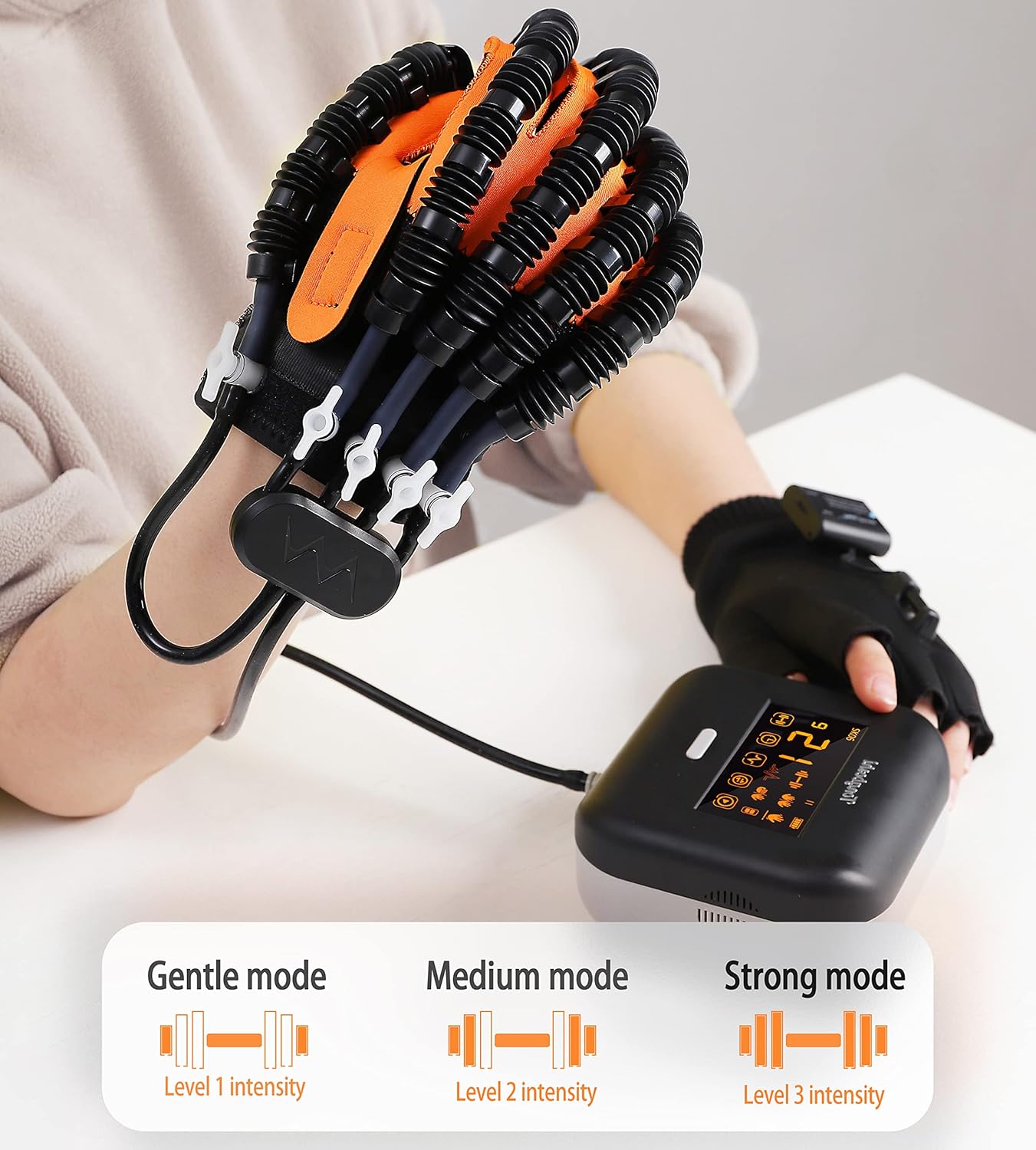 Nuevos guantes de robot de rehabilitación 2023 actualizan el equipo de recuperación de golpes de mano con 4 modos de entrenamiento y masaje de manos