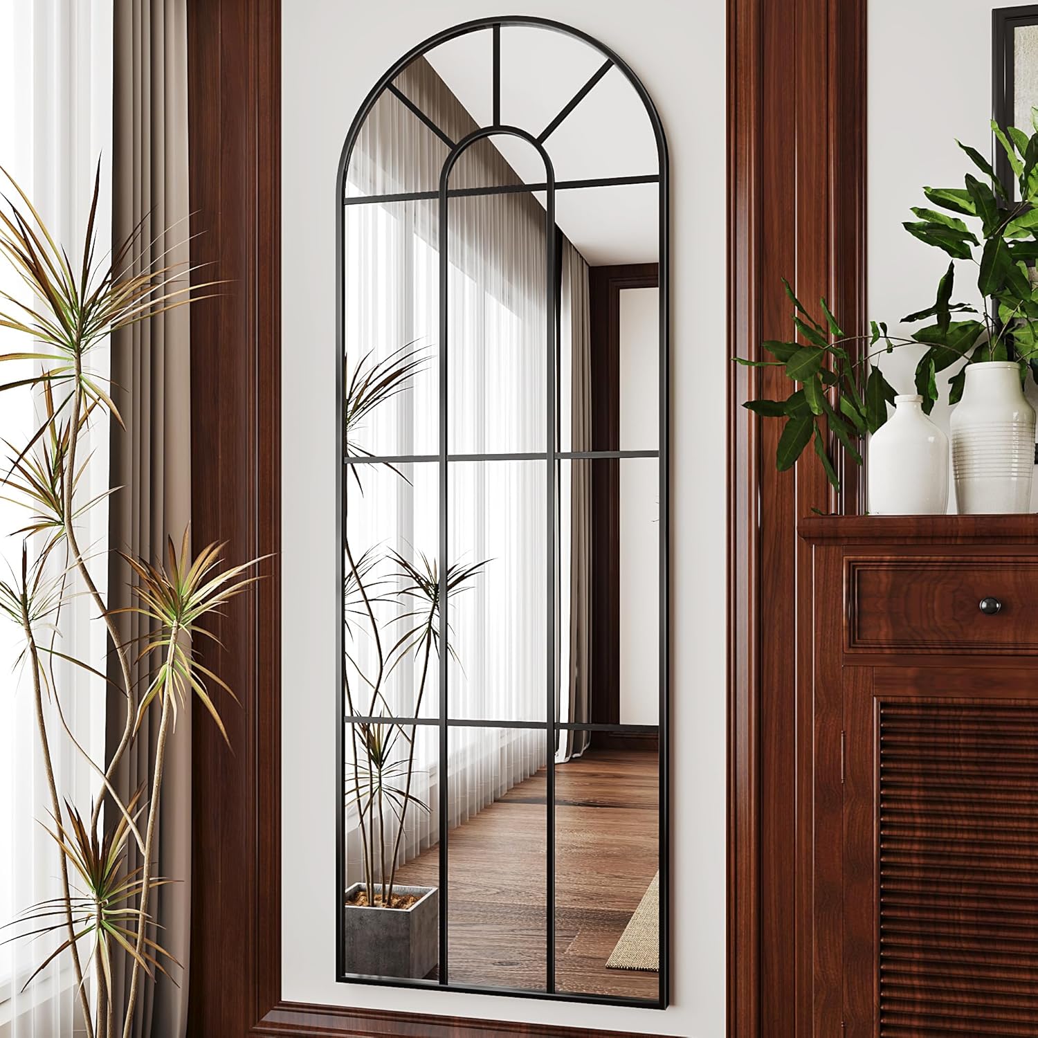 Suidia Espejo de longitud completa, espejo de suelo arqueado, espejo de pared de 23 x 65 pulgadas, espejos decorativos para ventana, espejo de