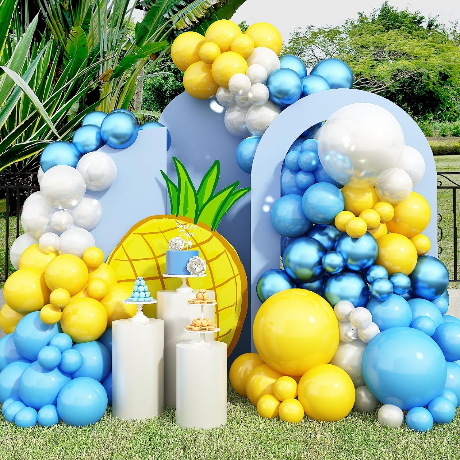Decoraciones de fiesta de esponja de dibujos animados, kit de arco de guirnalda de globos con temática de esponja, arco de globo transparente