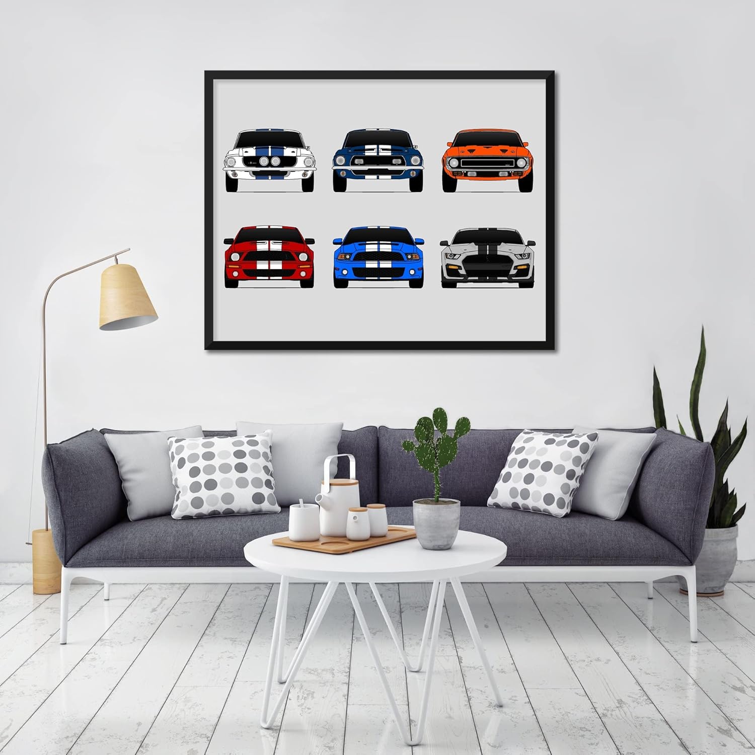 Shelby Mustang GT500 Generations Inspired Car Poster – Handmade Print of Ford Shelby GT500 (Multi-Color Wall Art) – 17×22″ Satin Print (Unframed) –