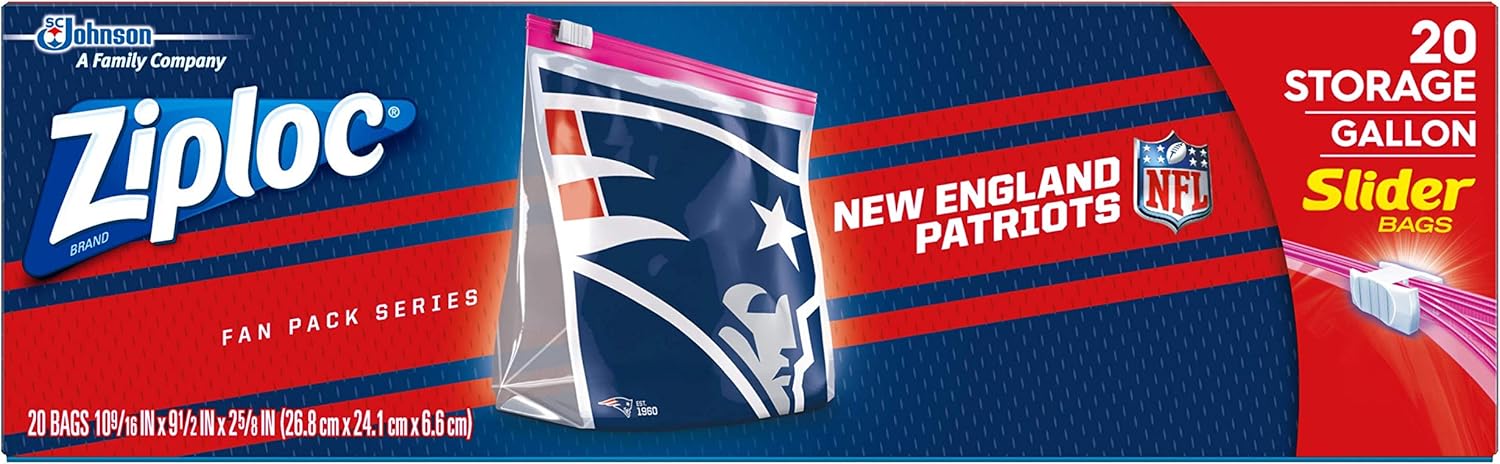 Ziploc Bolsas de almacenamiento con cierre deslizante, con diseño de la NFL, galón, 305562, 1