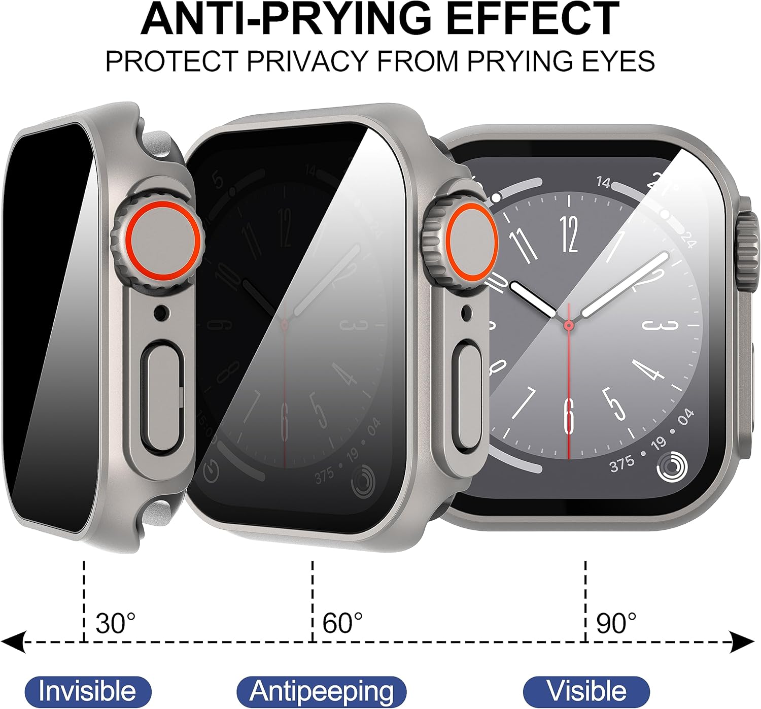 Suoman Funda protectora de pantalla de privacidad para Apple Watch Series 987 de 1.772 in, parece una funda ultraprotectora Funda protectora de