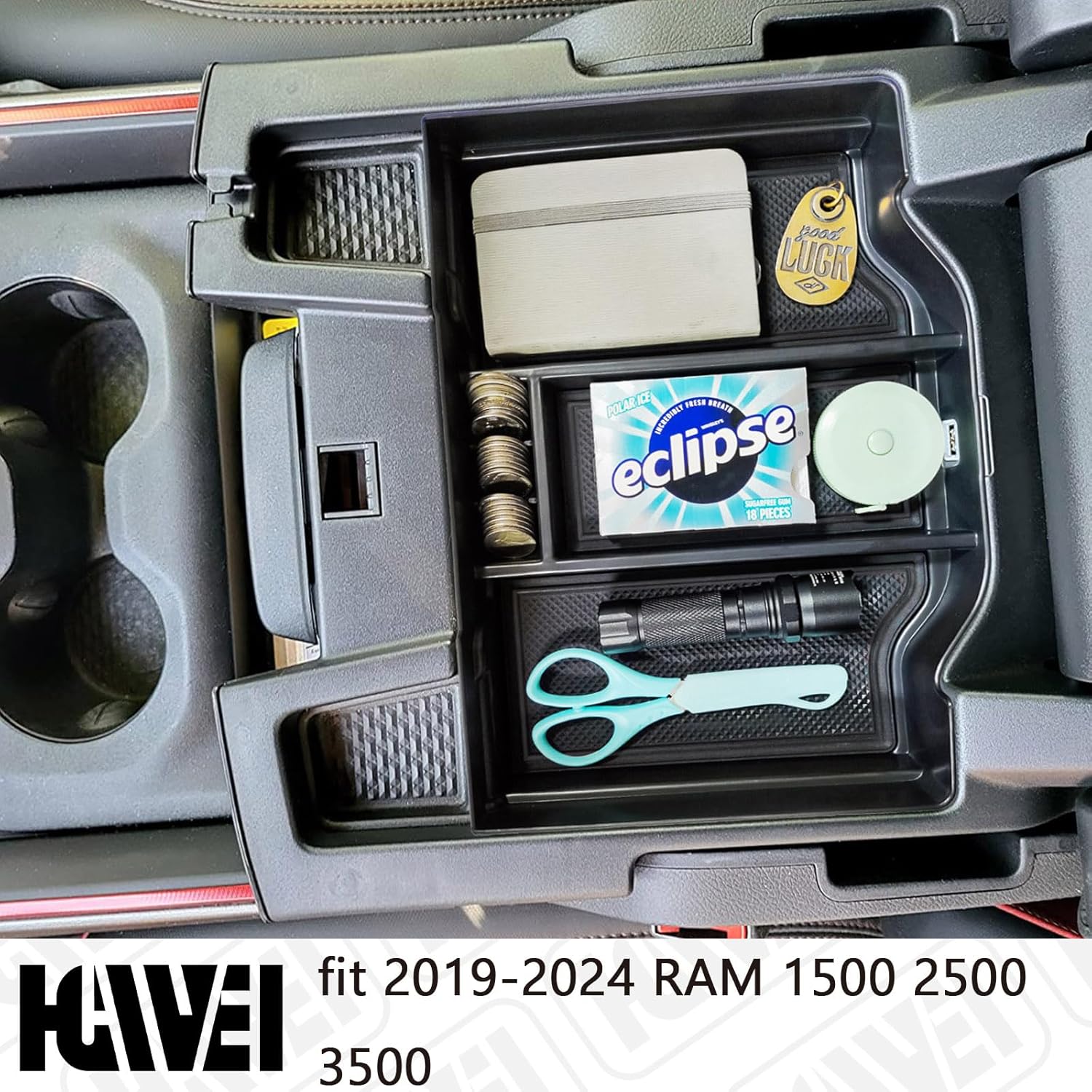 Organizador de consola central compatible con Dodge RAM 1500 2500 3500 2024 2023 2022 2021 2020 2019, accesorios de inserción de caja de