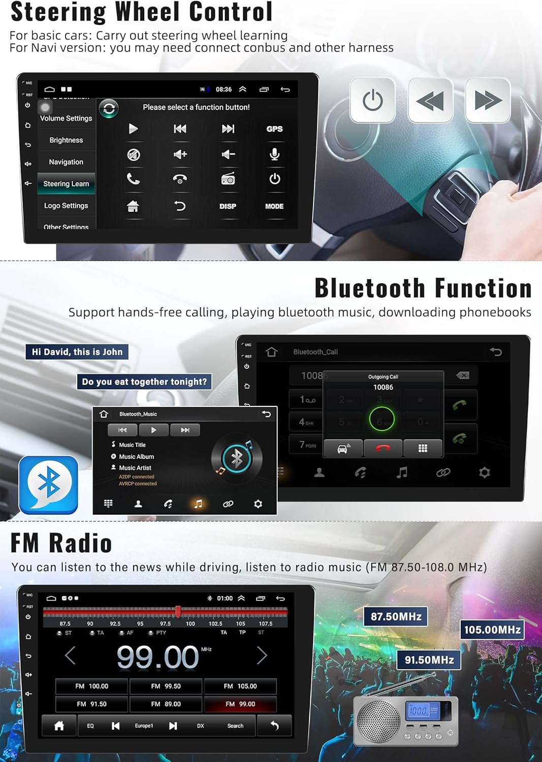 SIXWIN Radio estéreo de coche Android para Honda Civic 2016-2020 con pantalla táctil de 9 pulgadas, radio de coche con navegación GPS Bluetooth, 24