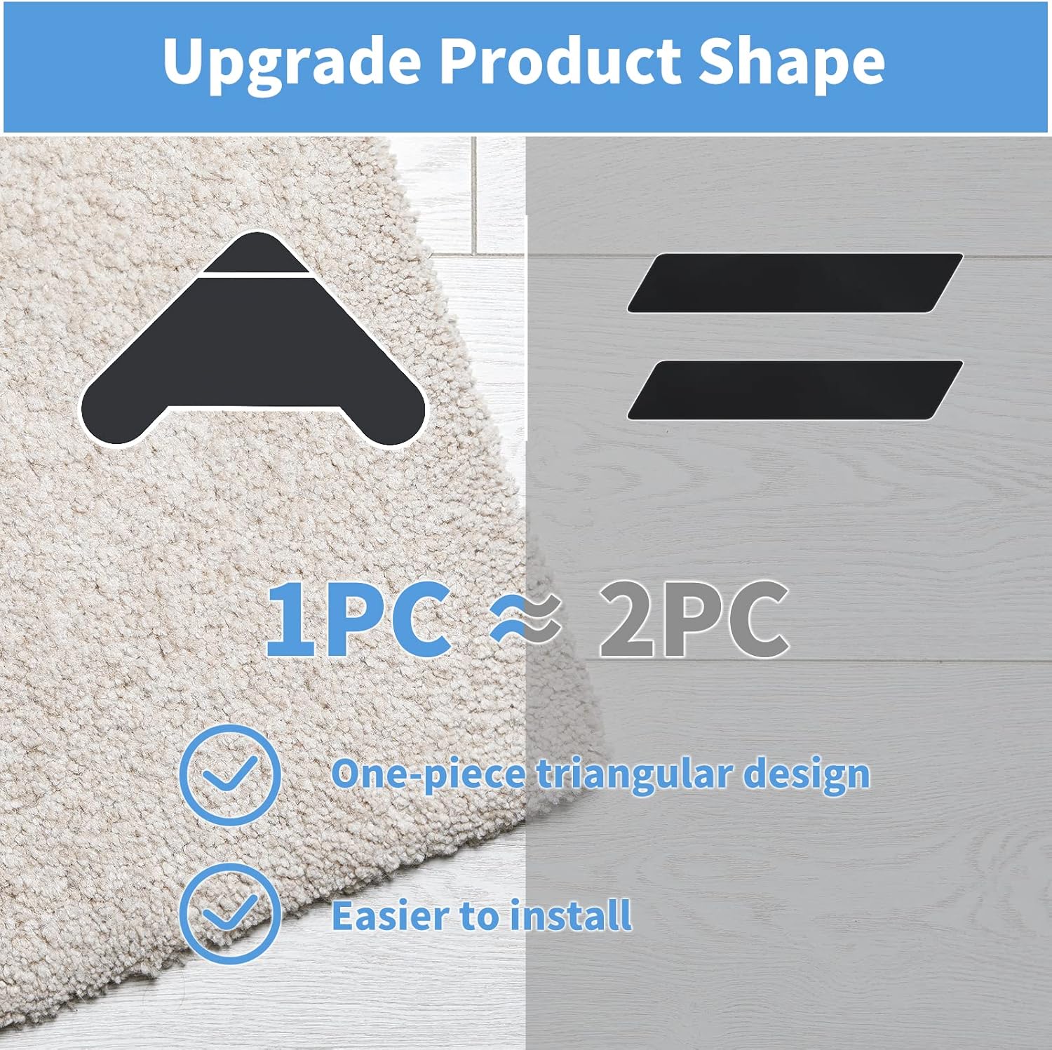 Lakuti 16 pinzas para alfombras, almohadillas antideslizantes de doble cara para suelos de madera dura y azulejos, cinta adhesiva reutilizable y
