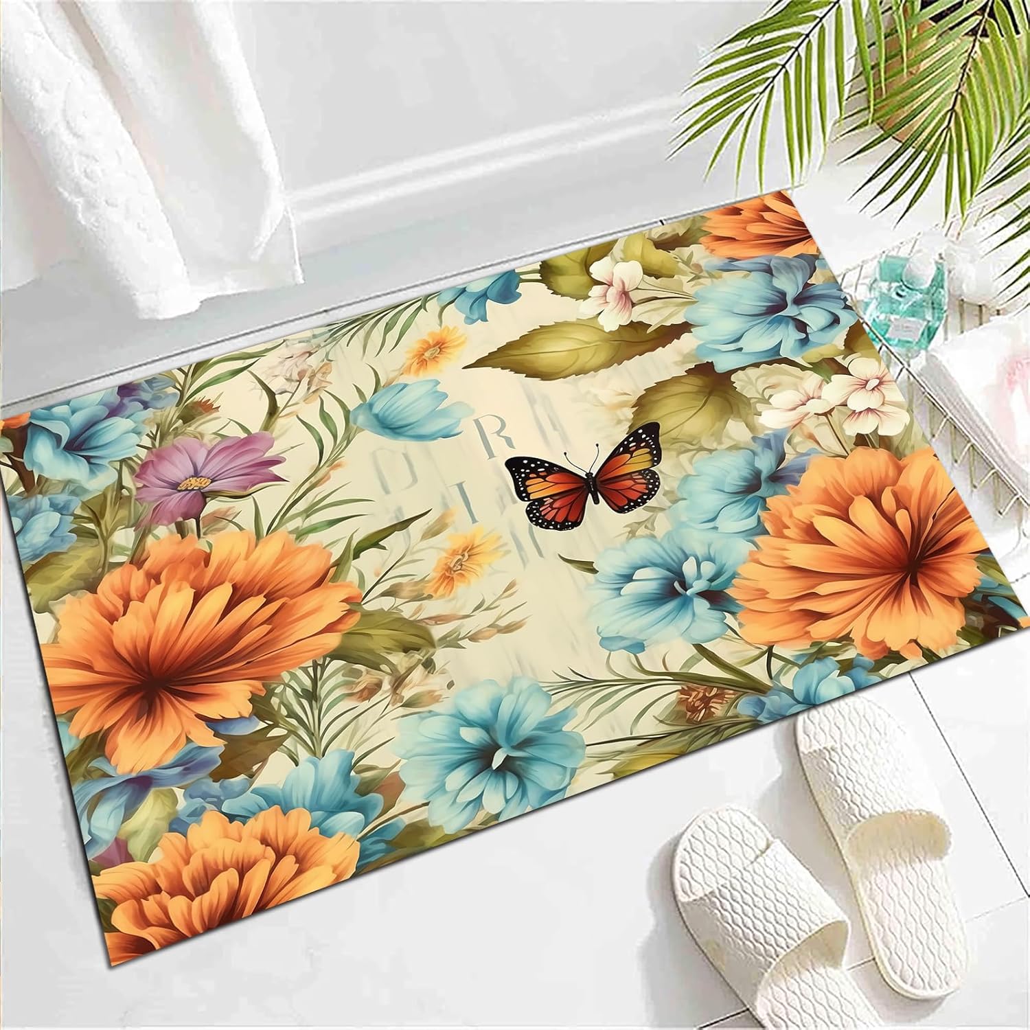 TEBUTI Alfombra de área de arte abstracto de mariposa para interiores, alfombra antideslizante para cocina, sala de estar, dormitorio, comedor