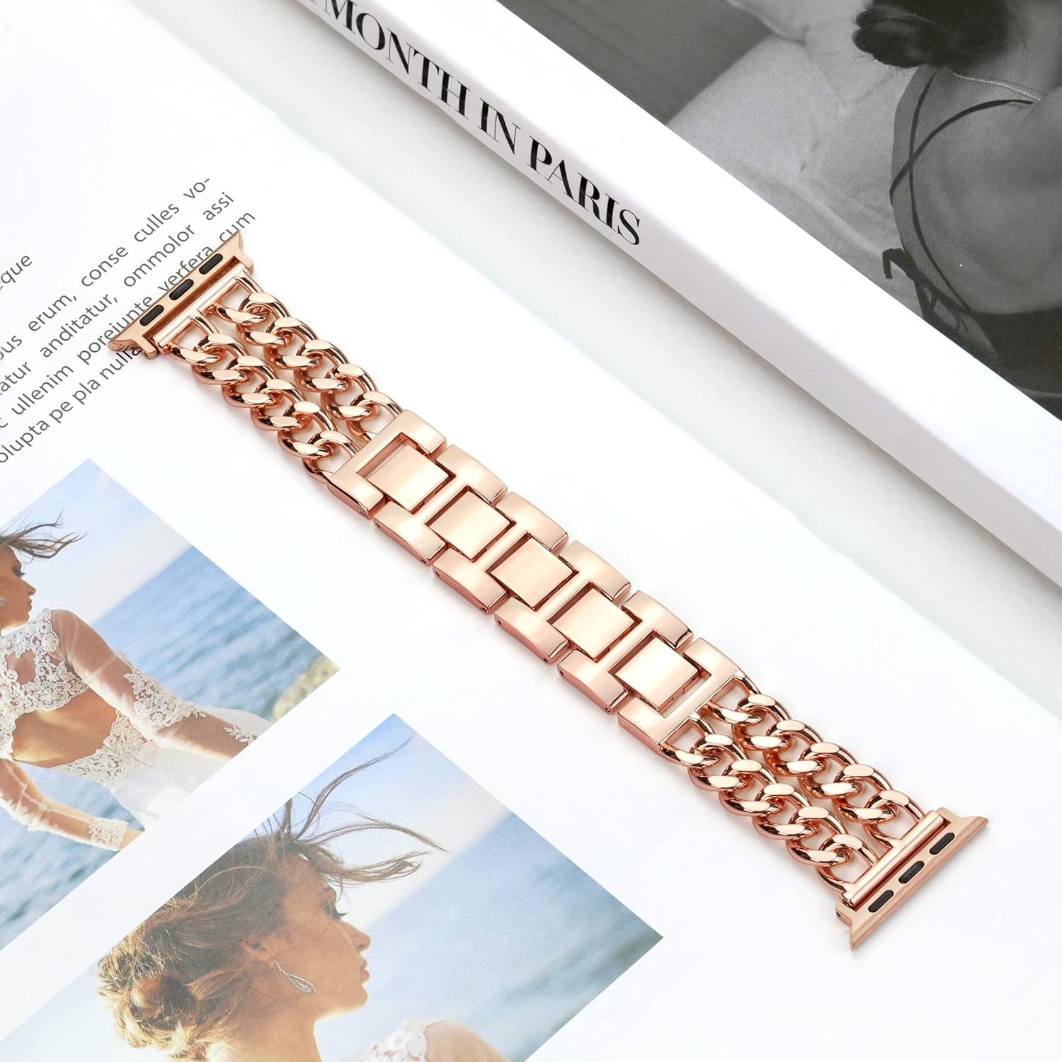 Pulsera de metal compatible con Apple Watch Series 9 8 SE 7 6 5 4 3 2 1 Ultra 2 1, correas elegantes para iWatch para mujeres y hombres, diseño de