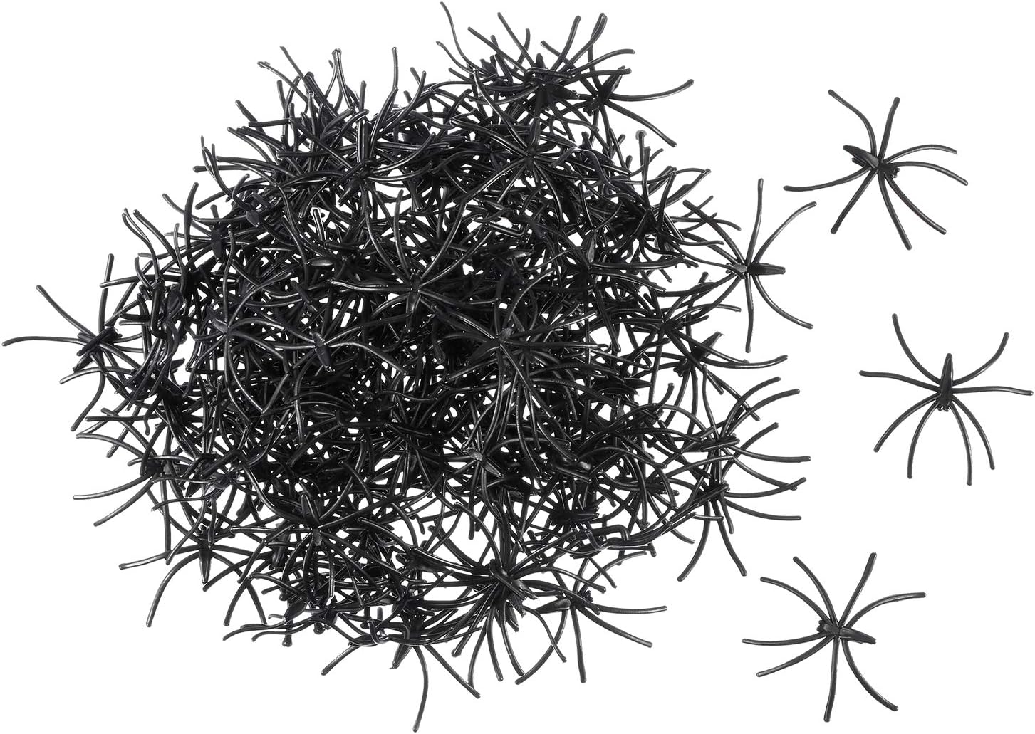 JOVITEC 500 decoraciones de araña de Halloween, arañas de plástico falsas negras, recuerdos de fiesta para fiestas de disfraces, carnavales,