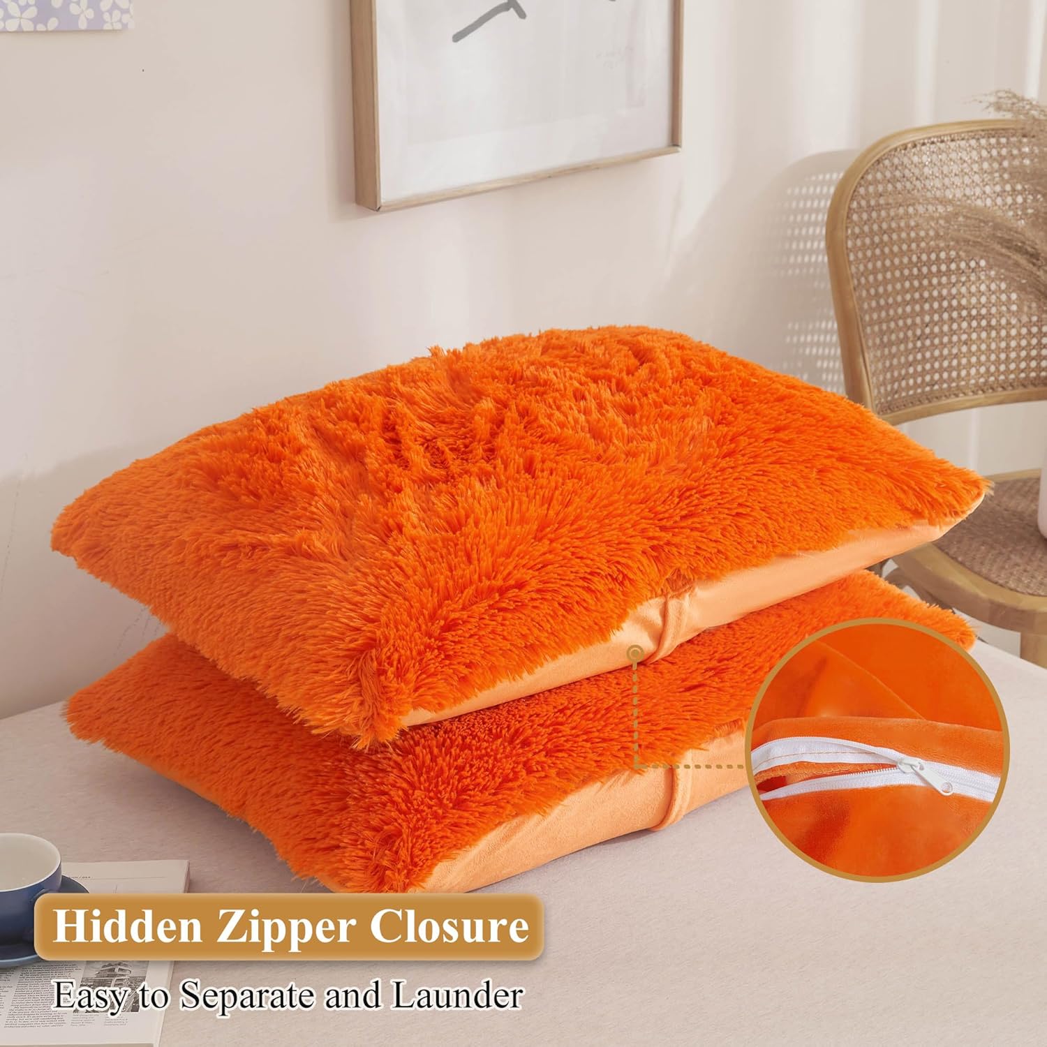 XeGe Fundas de almohada esponjosas de piel sintética, fundas de almohada de felpa suave y peluda, fundas de almohada decorativas de terciopelo para