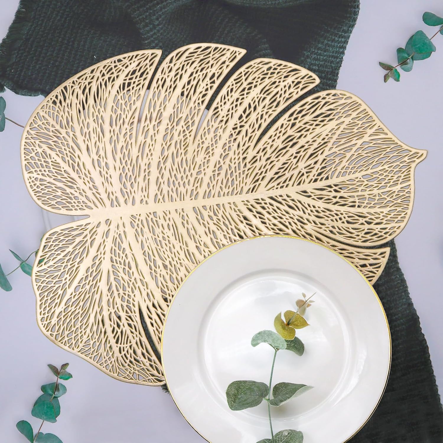 Juego de 6 manteles individuales de vinilo con hojas tropicales, manteles individuales para mesa de cocina, mesa de comedor, vacaciones, boda,