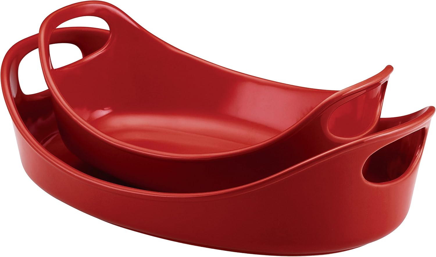 Rachael Ray Solid Glaze Ceramics – Juego de utensilios para hornear y hornear (2 piezas, color rojo)
