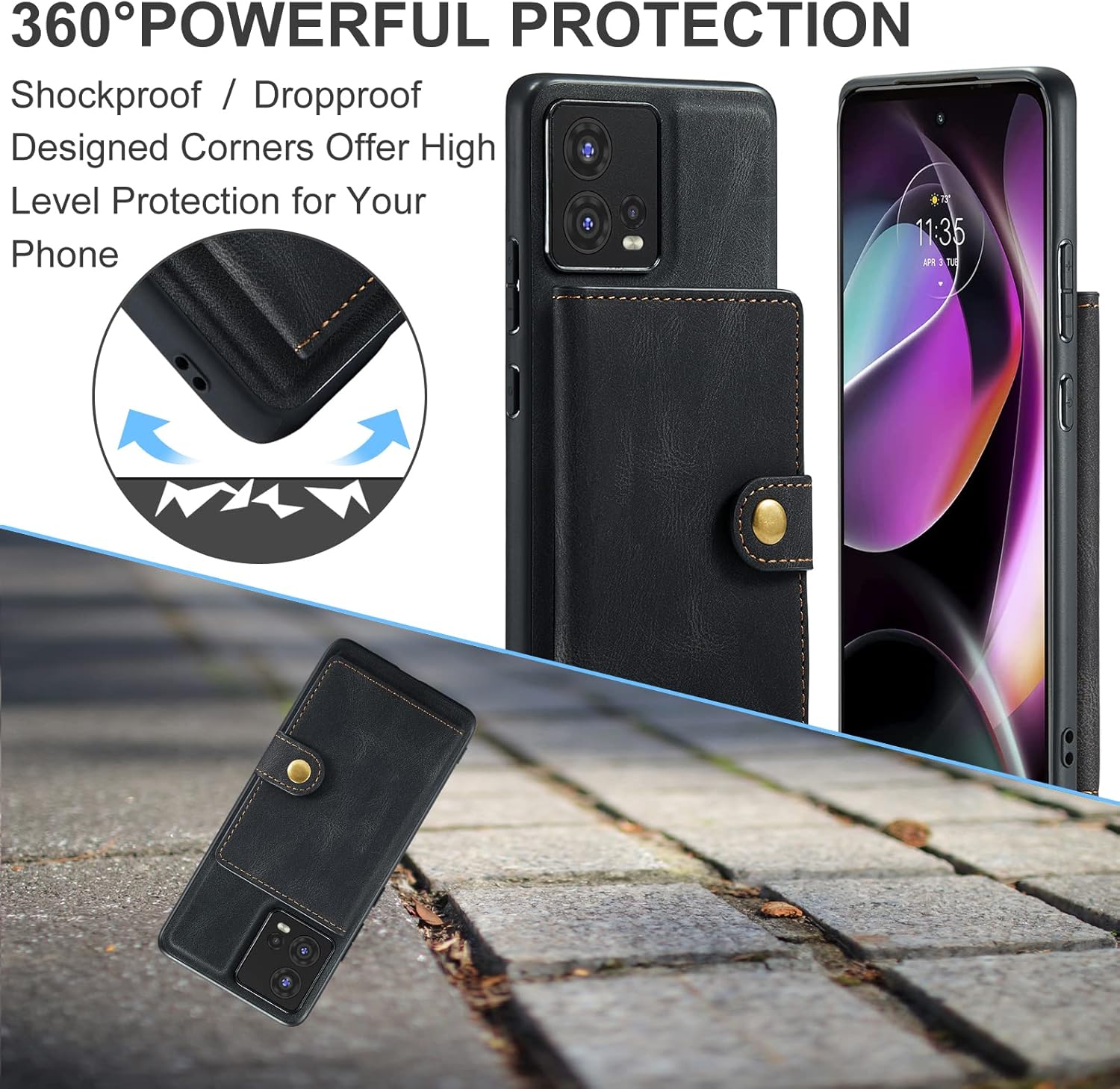 Asuwish Funda para teléfono Motorola Edge 30 Fusion 2022 con protector de pantalla de vidrio templado y soporte para tarjeta de crédito, accesorios