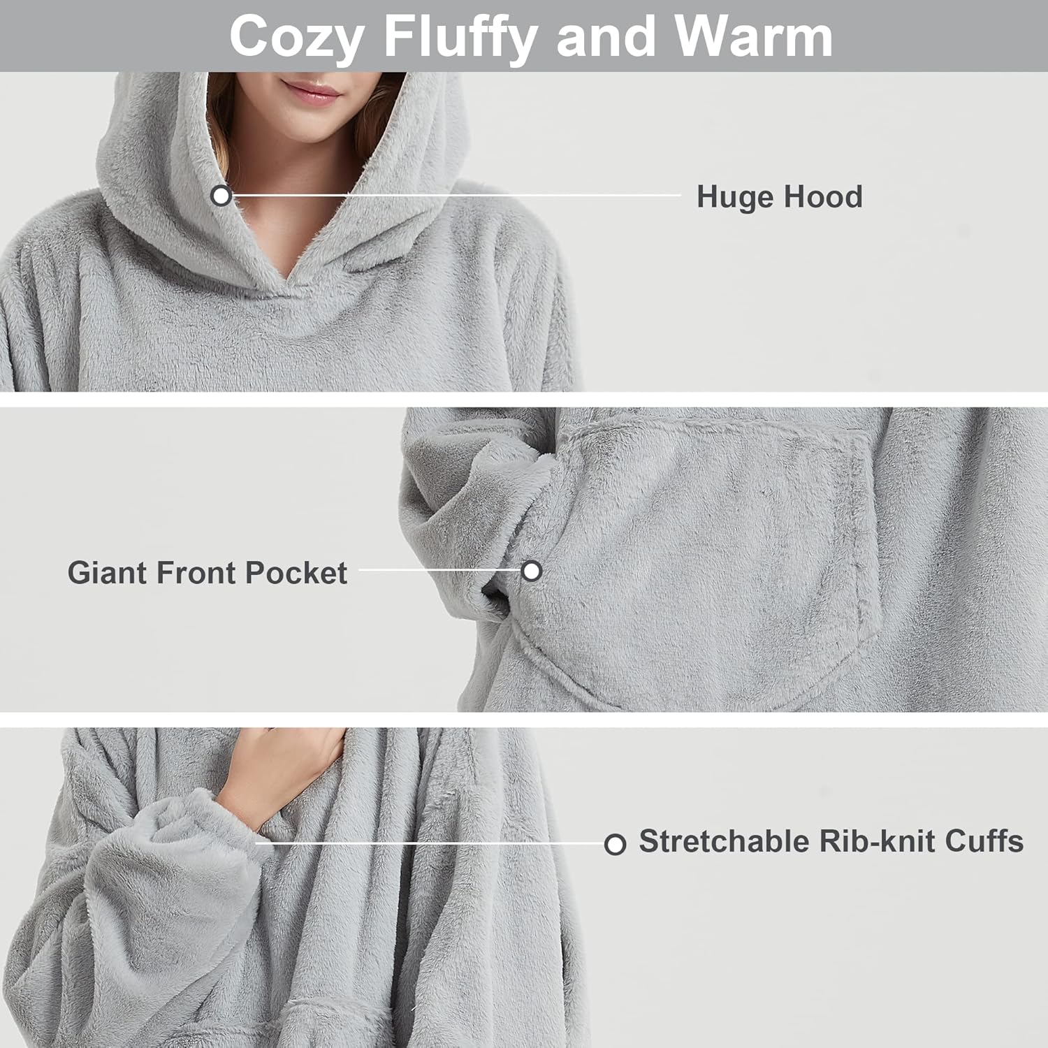 Softan Manta con capucha, manta de gran tamaño para adultos, mujeres y hombres, sudadera con capucha súper cálida y suave, sudadera de piel