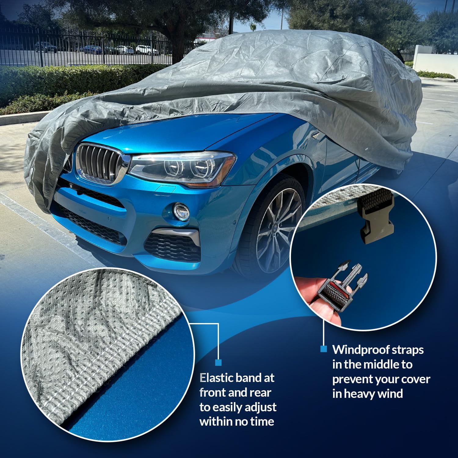 Tuningpros CC-DA02 – Funda impermeable para coche (tela no tejida), color gris