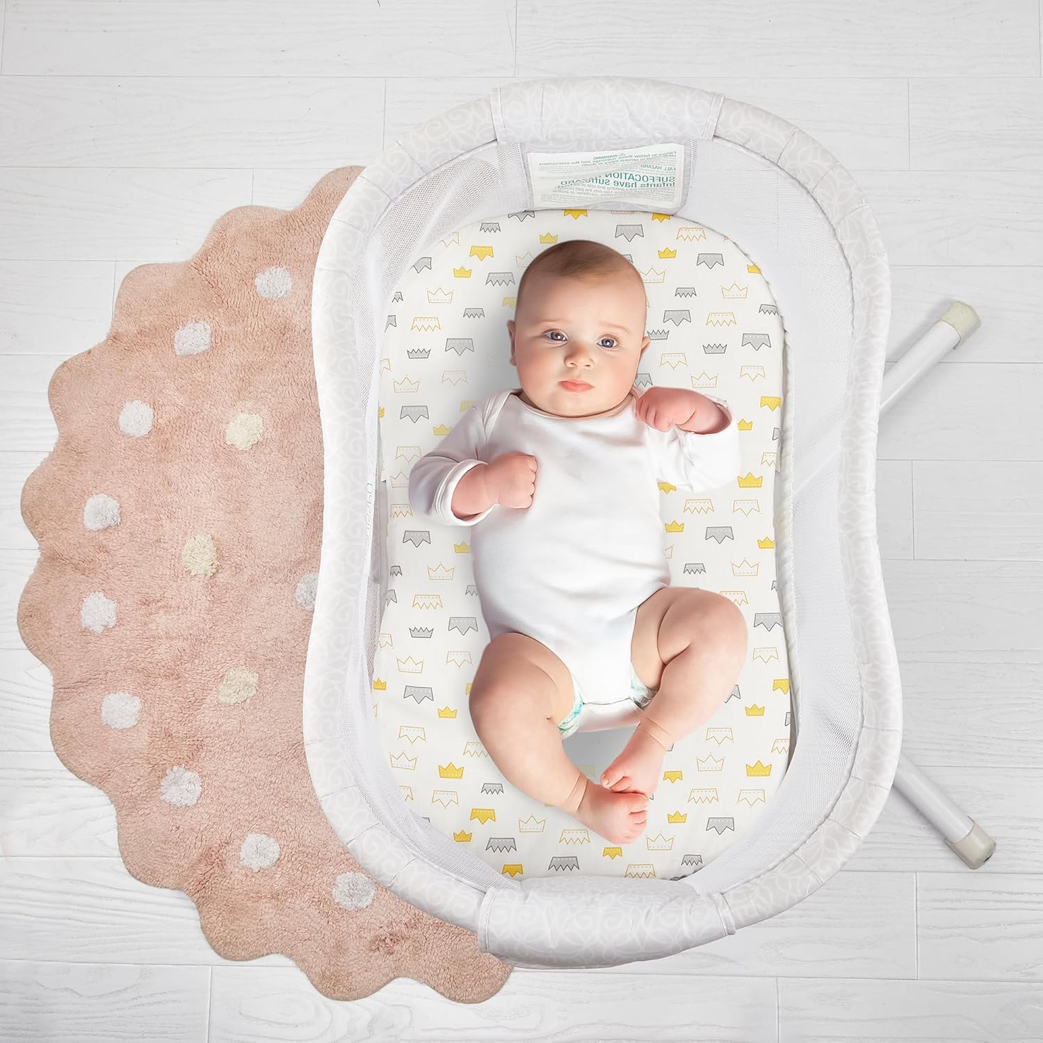 TILLYOU Sábanas bajeras de algodón para bebé niño y niña, aptas para cuna giratoria Halo, se adaptan a la sábana de colchón de cuna de reloj de