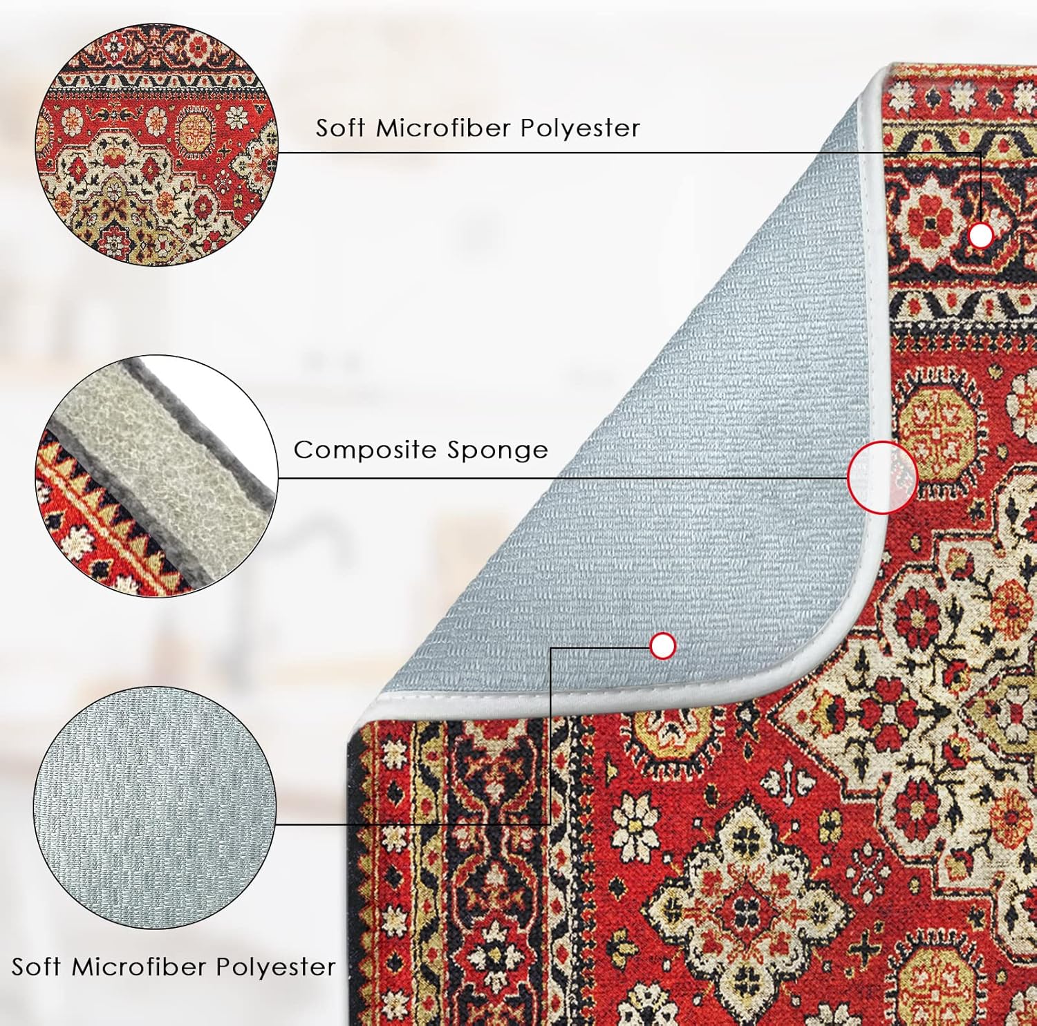Tapete para secar platos, almohadilla de microfibra absorbente turca marroquí roja real para decoración de encimera de cocina, resistente al calor y