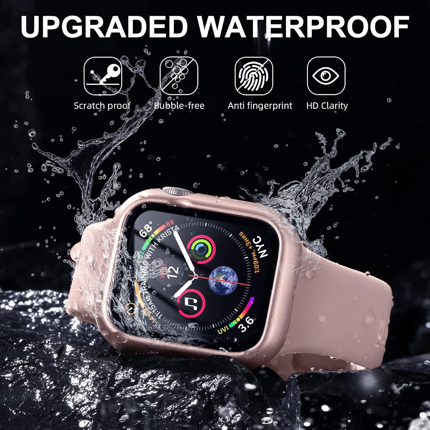 Charlam Funda compatible con Apple Watch de 1.614 pulgadas para iWatch SE Series 9, 8, 7 con protector de pantalla, fundas de protección completa