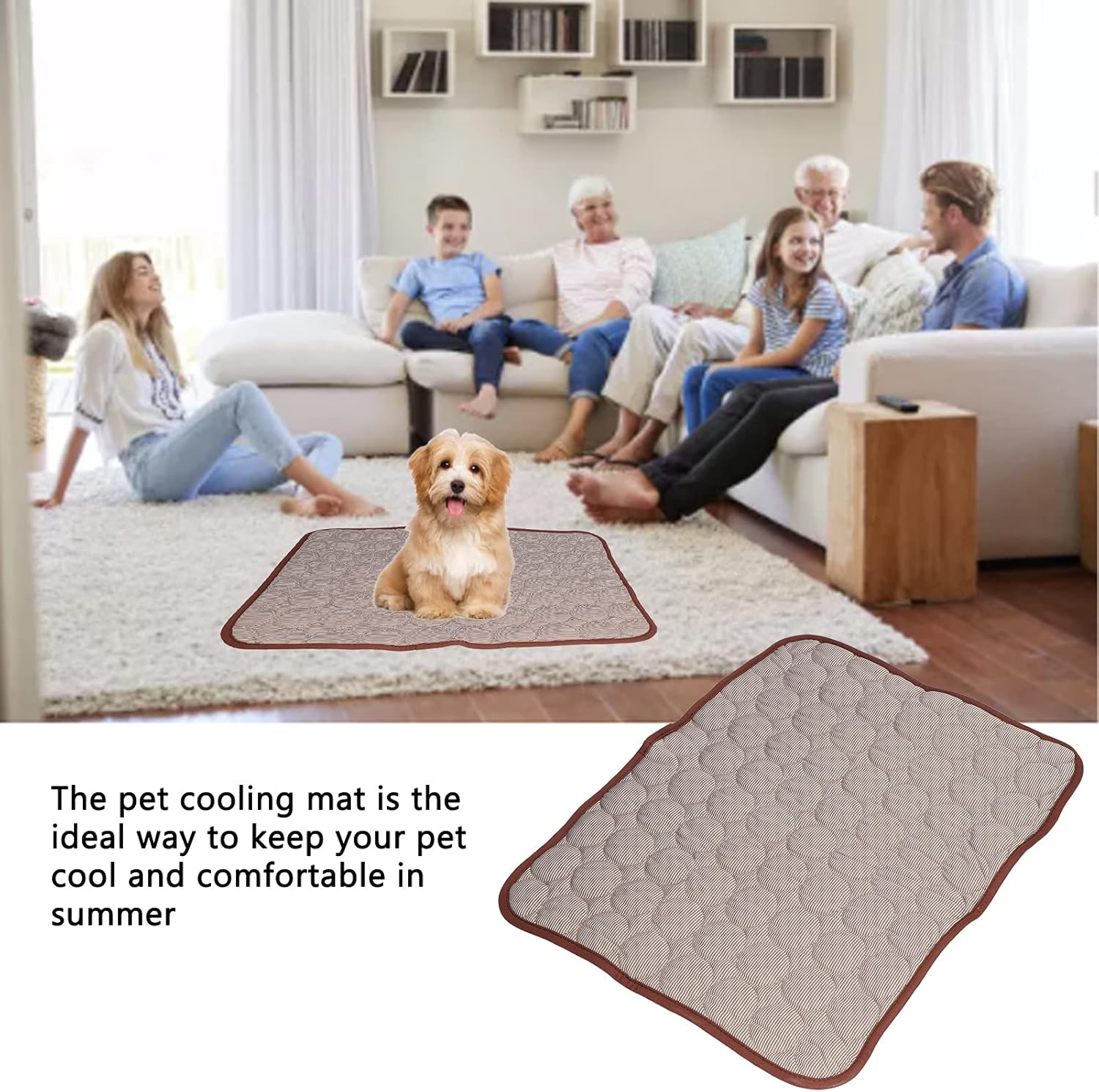 Almohadillas de enfriamiento, se mantienen frescas en la cama refrescante para perros Summe, fáciles de limpiar para suelos (marrón, S (19.7 x 15.7