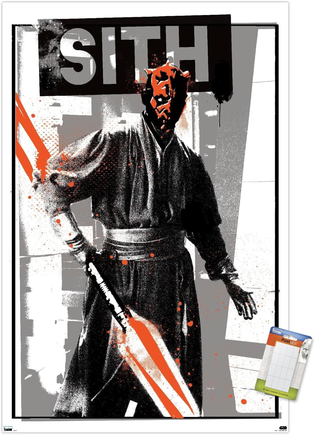 Trends International Star Wars The Phantom Menace – Póster de pared de Darth Maul Glitch