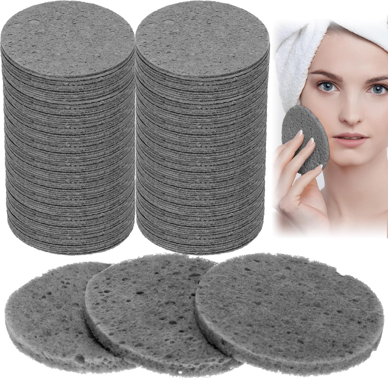 Tioncy 200 esponjas faciales comprimidas, esponja exfoliante natural para limpieza diaria, spa, maquillaje, eliminación, exfoliación de poros,