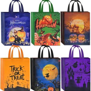 AhfuLife 6 bolsas de Halloween para dulce o truco, bolsas grandes de dulces de Halloween con asas para niños, bolsas de regalo reutilizables de AhfuLife 6 bolsas de Halloween para dulce o truco, bolsas grandes de dulces de Halloween con asas para niños, bolsas de regalo reutilizables de