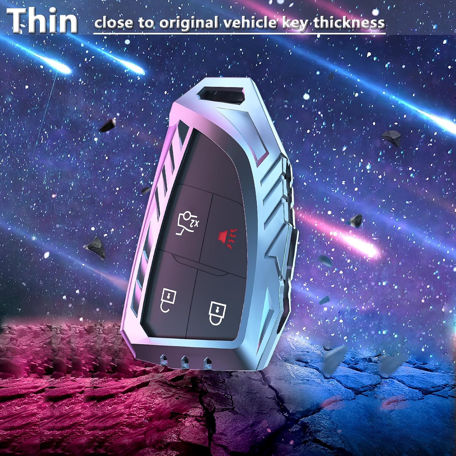 Funda para llavero Cadillac con llavero, carcasa de aleación de zinc para Audi Benz, BMW, Honda, Toyota, Nissan, Chevy, etc, Color plateado
