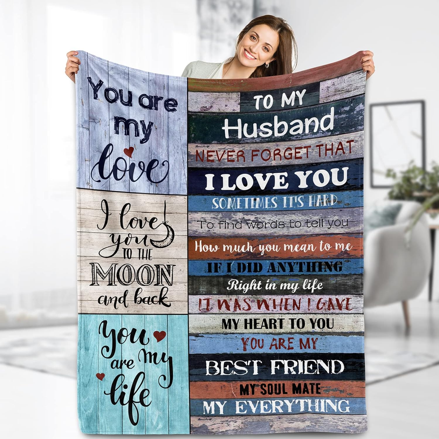 Aimego Regalos para marido, manta de forro polar, regalos de cumpleaños para hombres, regalos románticos de aniversario para él, regalos para marido