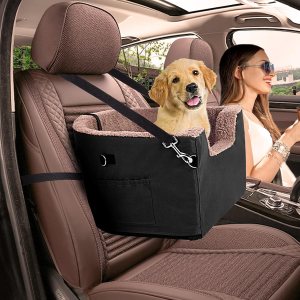 FAREYY Asiento elevador de perro elevado para perros pequeños, con bolsillo de almacenamiento y correa de seguridad con clip, asiento elevador de FAREYY Asiento elevador de perro elevado para perros pequeños, con bolsillo de almacenamiento y correa de seguridad con clip, asiento elevador de