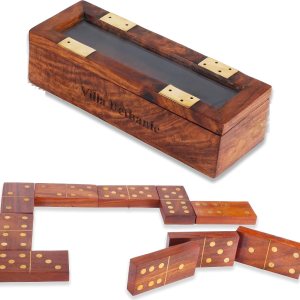 The Maryam Crafts Juego de dominó de madera hecho a mano Doble seis tamaño profesional con caja de almacenamiento de madera decorativa (palo de The Maryam Crafts Juego de dominó de madera hecho a mano Doble seis tamaño profesional con caja de almacenamiento de madera decorativa (palo de