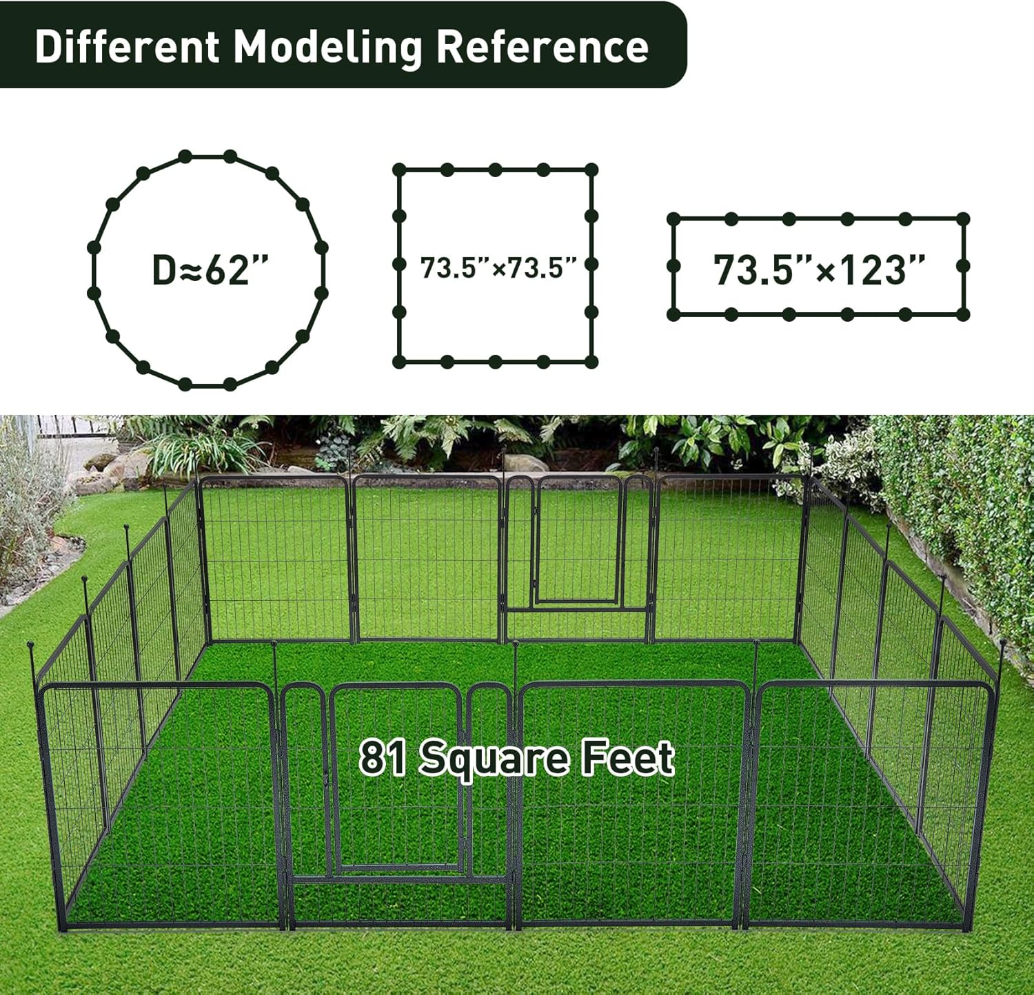 mestyl Corralito para perros, 32 pulgadas de altura, 16 paneles para exteriores, corralito de juego para perros grandes, medianos y pequeños,