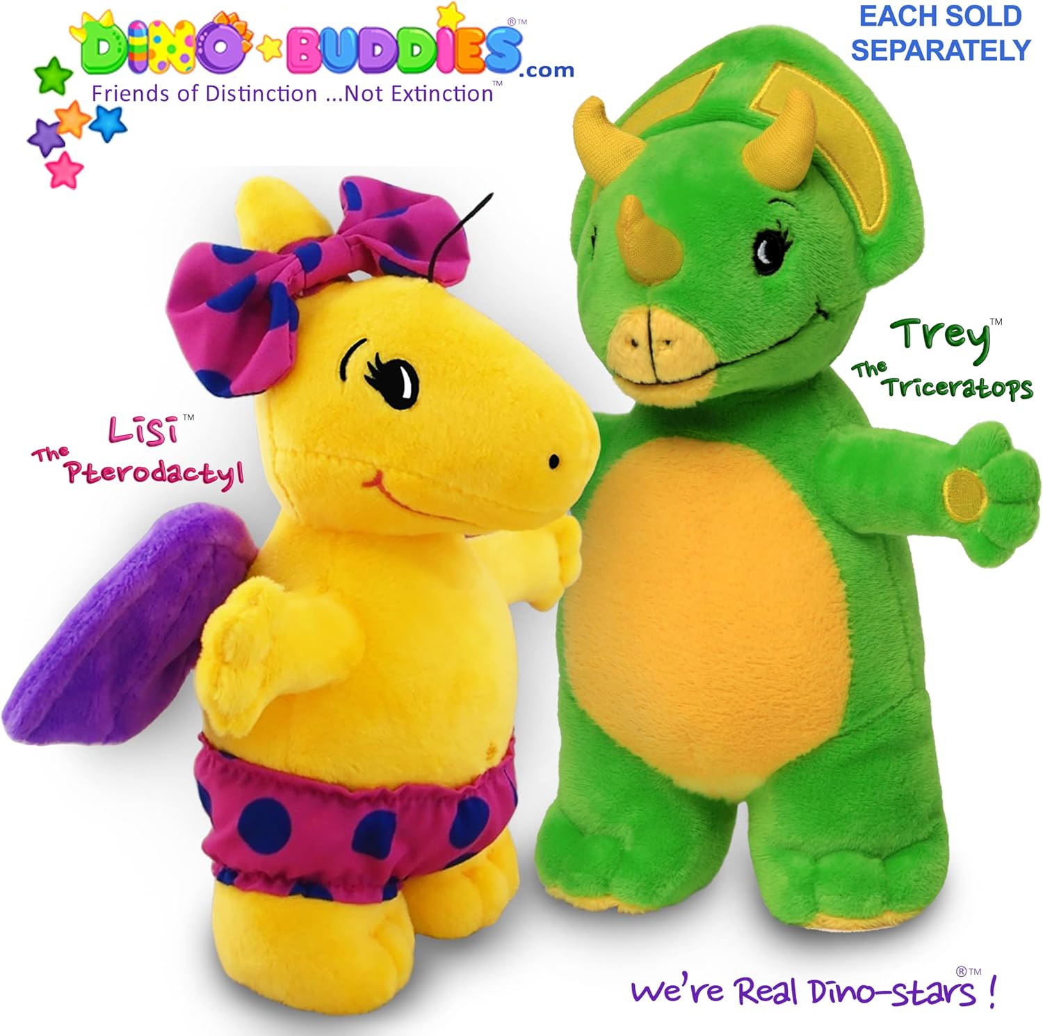 Dino-Buddies Lindo dinosaurio de peluche de juguete, Triceratops – Trey
