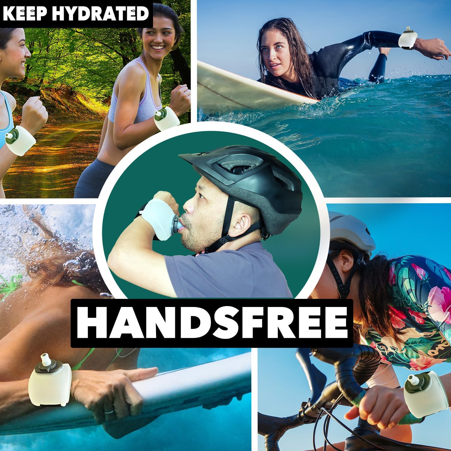 Botella de agua para deporte plegable suave para correr, botella de muñeca portátil para ciclismo y senderismo, botella de silicona para manos