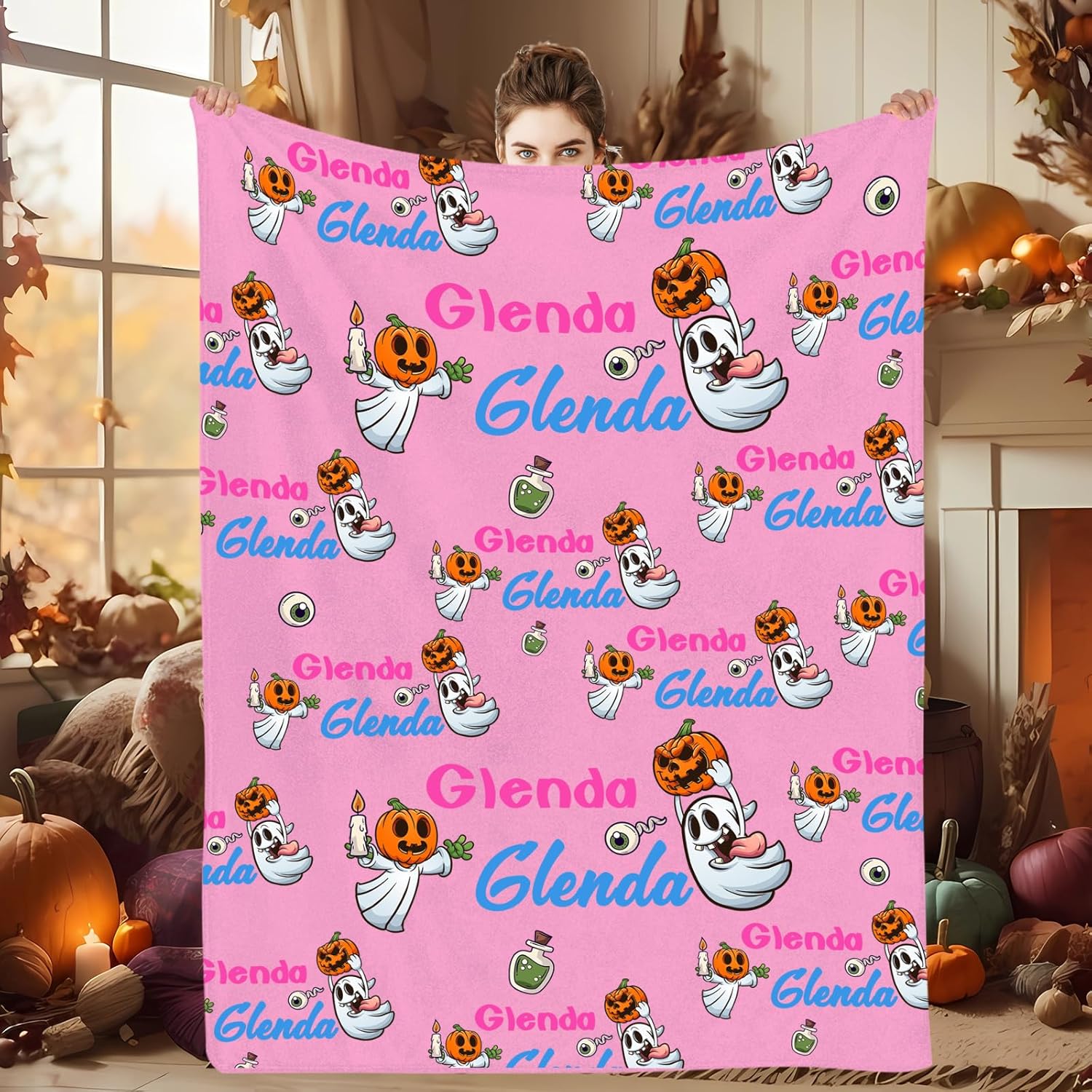 Manta de Halloween personalizada para niñas, manta de bebé personalizada para niños con nombre, manta personalizada súper suave para niños,