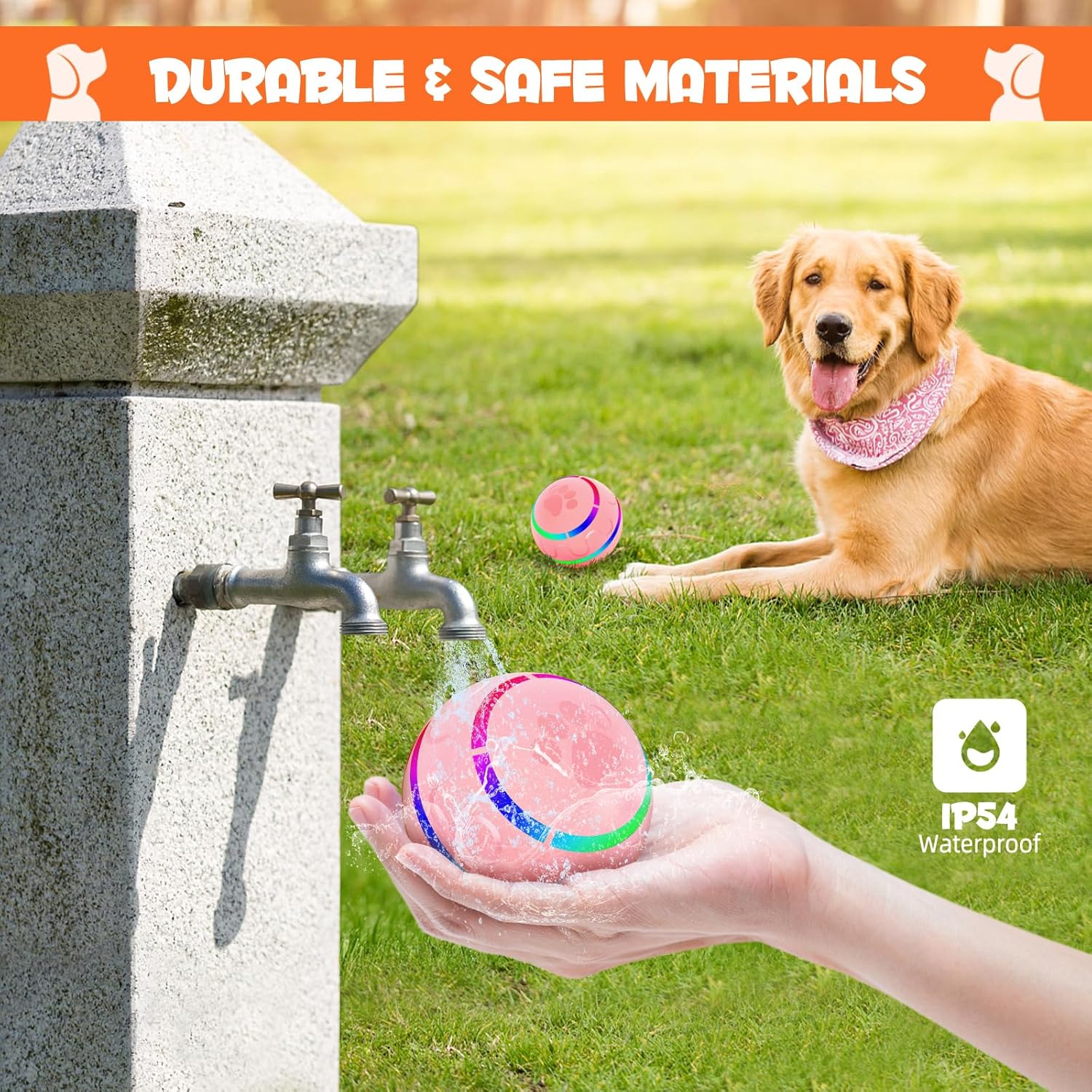 IFurffy Pelota para mascotas Peppy para perros con control remoto, juguete interactivo para perros con luces LED de flash para razas pequeñas,