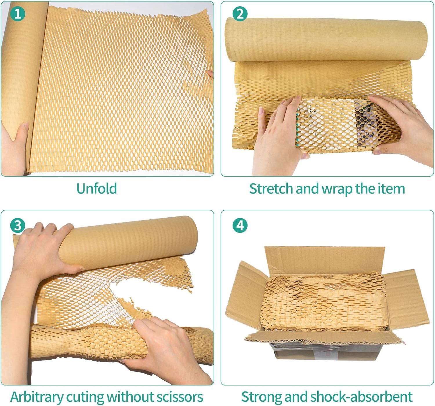 Honeycomb Packing Paper, 12″ x 135′ Bubble Wrap Roll for Packing Moving Shipping, Recyclable Honeycomb Paper Moving Supplies Packing Paper Wrapping