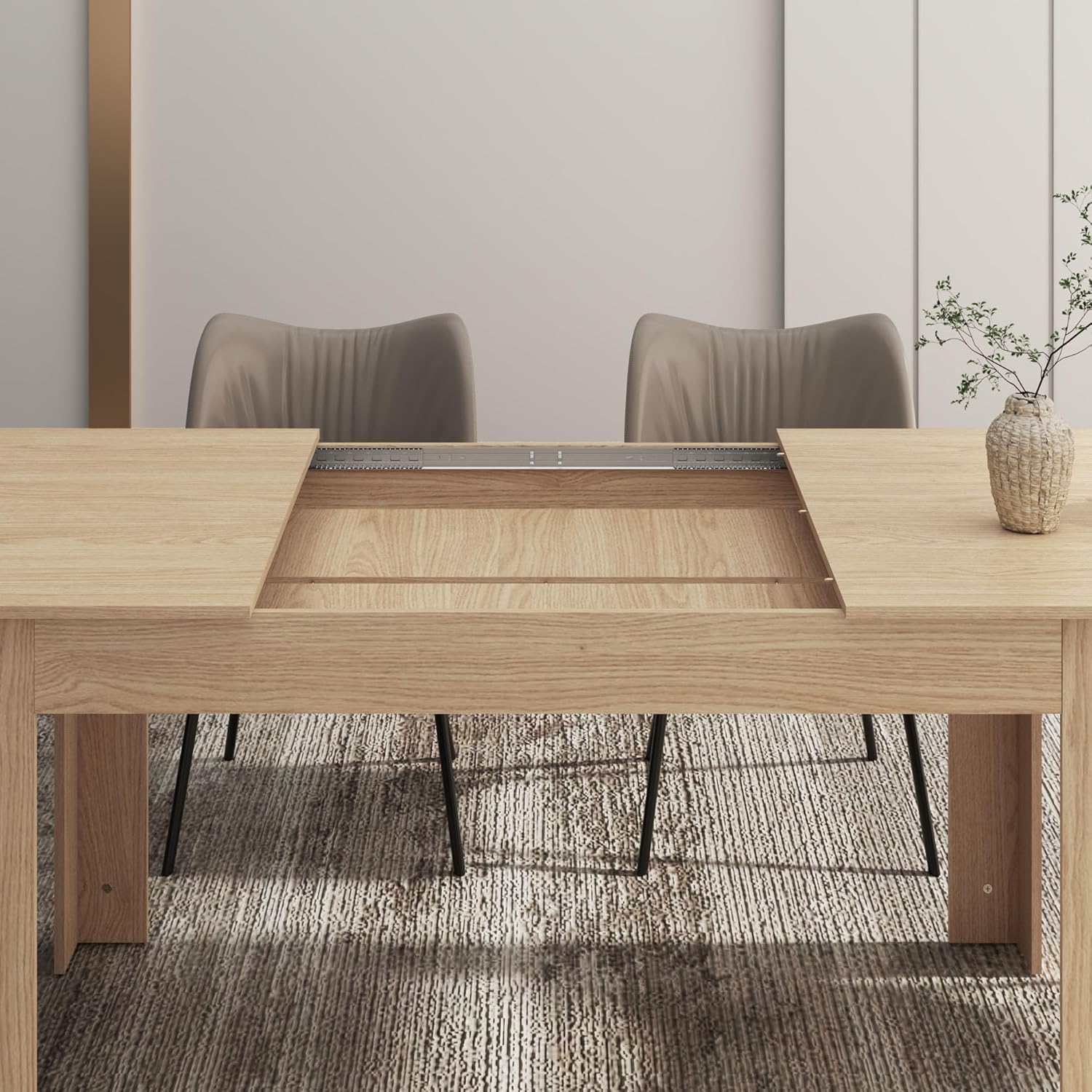 Mesa de comedor extensible para 6 a 10 personas, mesa de comedor de madera, moderna mesa extensible para reuniones, reuniones para cocinas pequeñas,