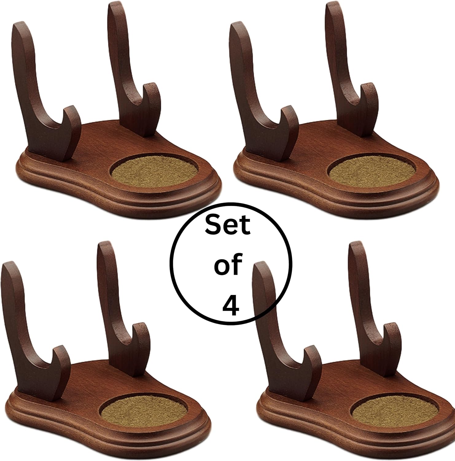 BANBERRY DESIGNS Soporte de exhibición para tazas de té y platillos  Juego de 4 soportes de madera para juegos de tazas de té y platillos