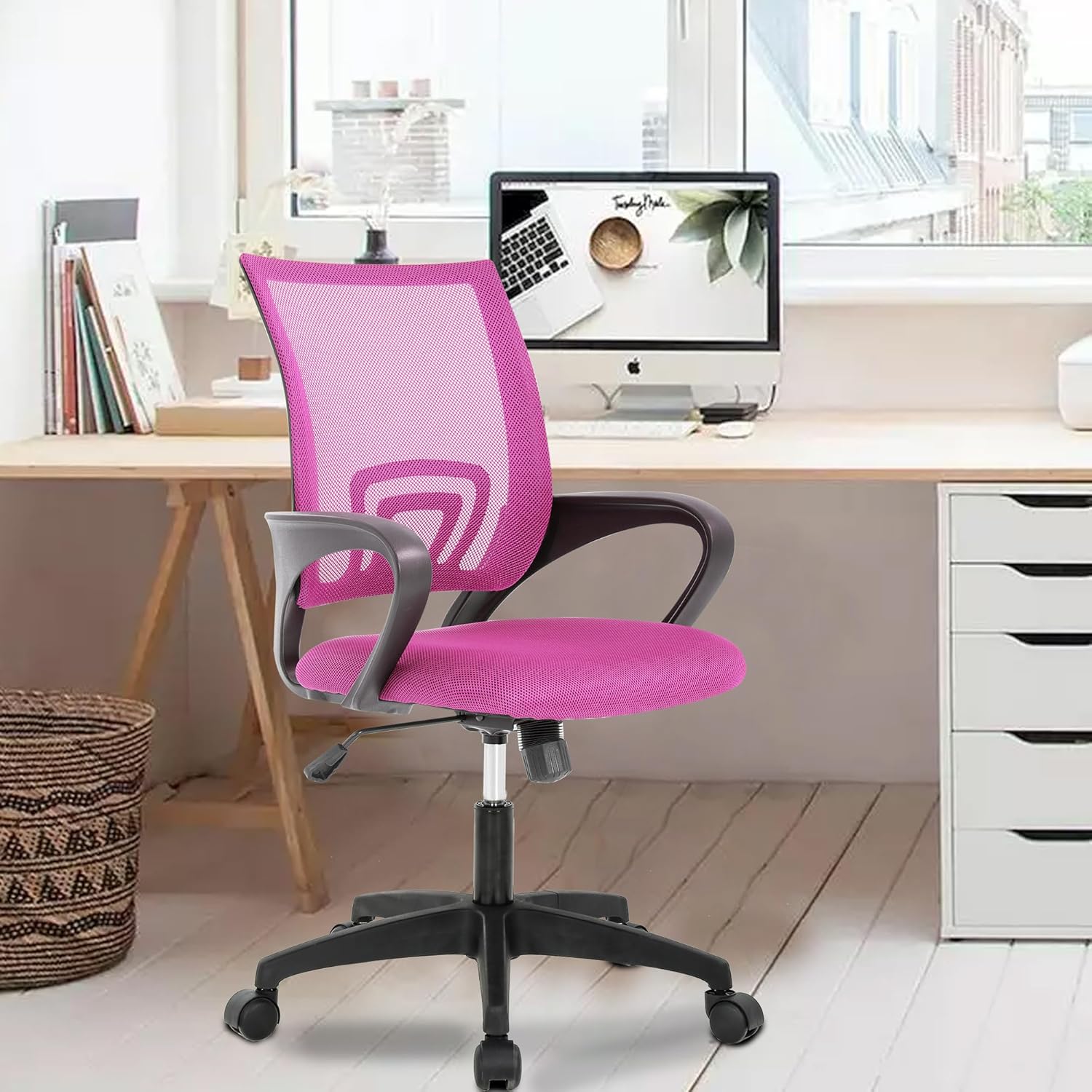 PayLessHere Silla de oficina en casa, silla de escritorio, silla ergonómica ajustable, soporte lumbar, reposabrazos ejecutivo con malla de alta
